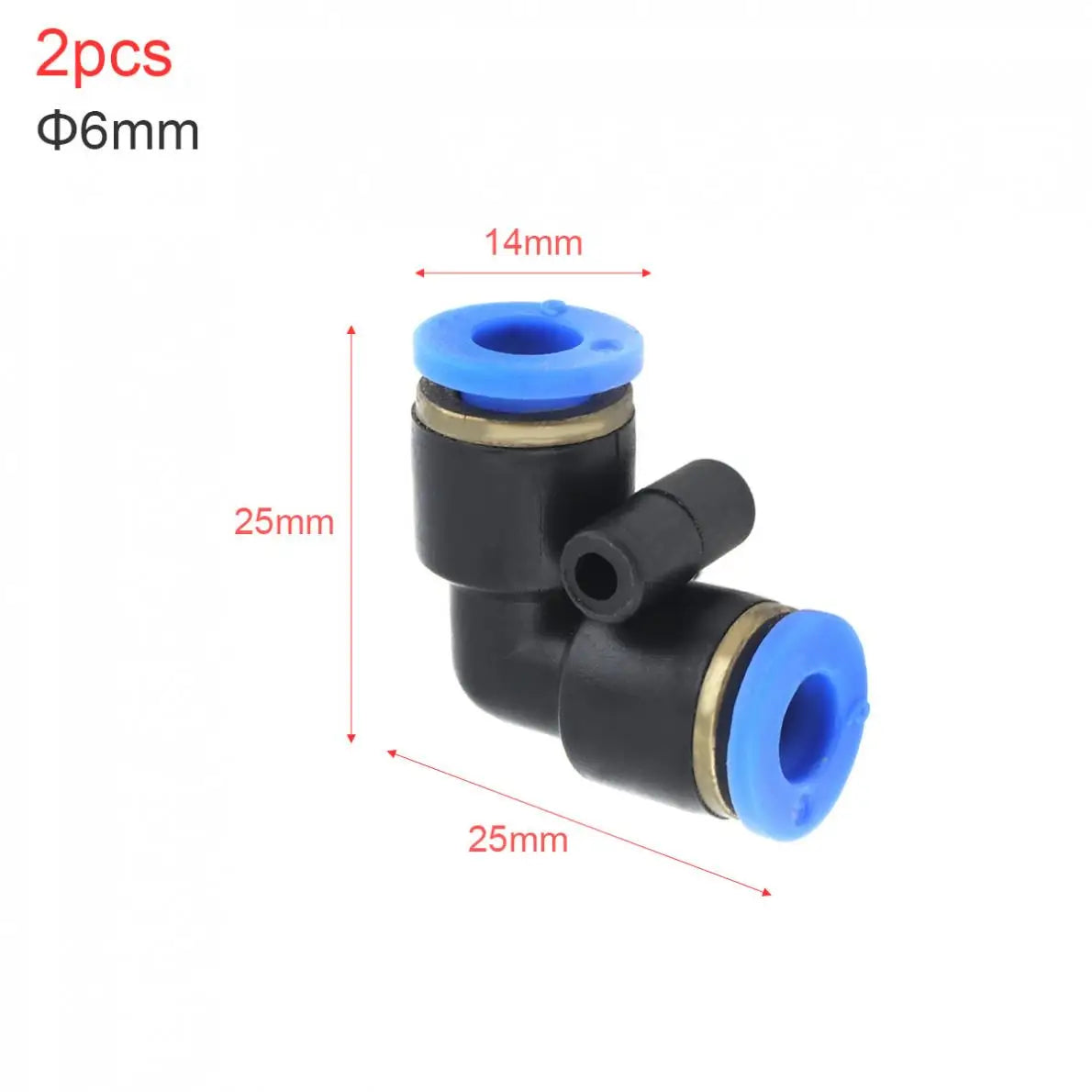 Air Connectors 2pcs 6mm L Shaped Elbow Plastic Two-way Pneumatic Quick Connector Pneumatic Air Tube