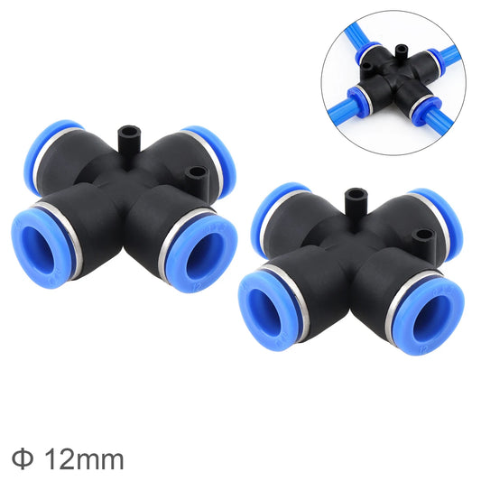 2pcs 12mm Cross Type APE Plastic Four-way Pneumatic Quick Connector Pneumatic Insertion Air Tube
