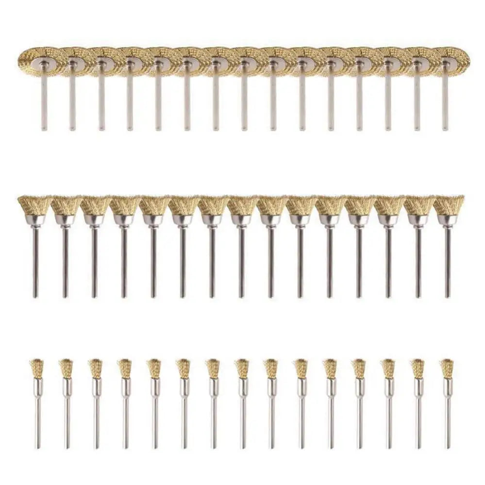 45pcs Gold Wire Brush Pen / Bowl / Parallel Type Small Brush Removal Rust Rotary Tool