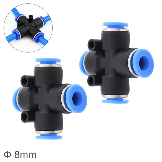 2pcs 8mm Cross Type APE Plastic Four-way Pneumatic Quick Connector Pneumatic Insertion Air Tube