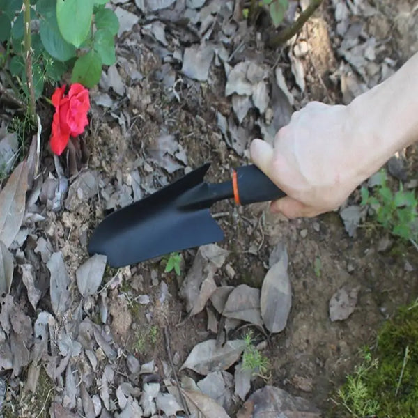 Pala de hierro grueso para flores, herramienta de jardinería para aflojar el suelo y desherbar.