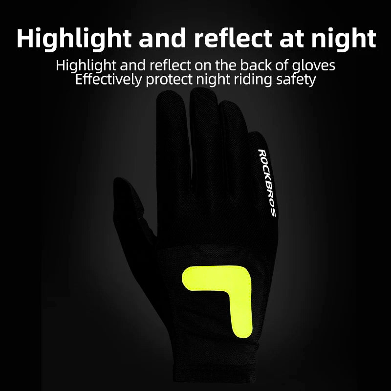Cycling Gloves Reflective Breathable Elastic fabric Long Finger MTB Road  Motorcycle Full-finger Glove