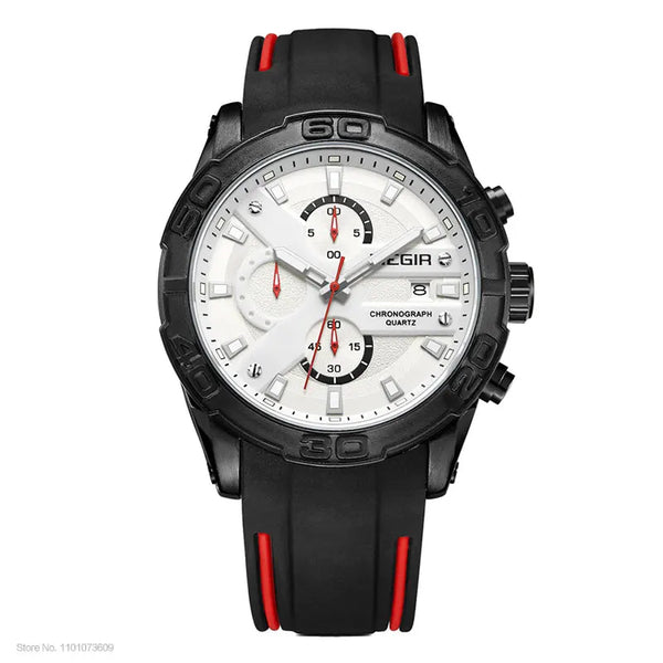 Men's Fashion Sports Quartz Watches Luminous Silicone Strap Chronograph Analogue Wrist Watch