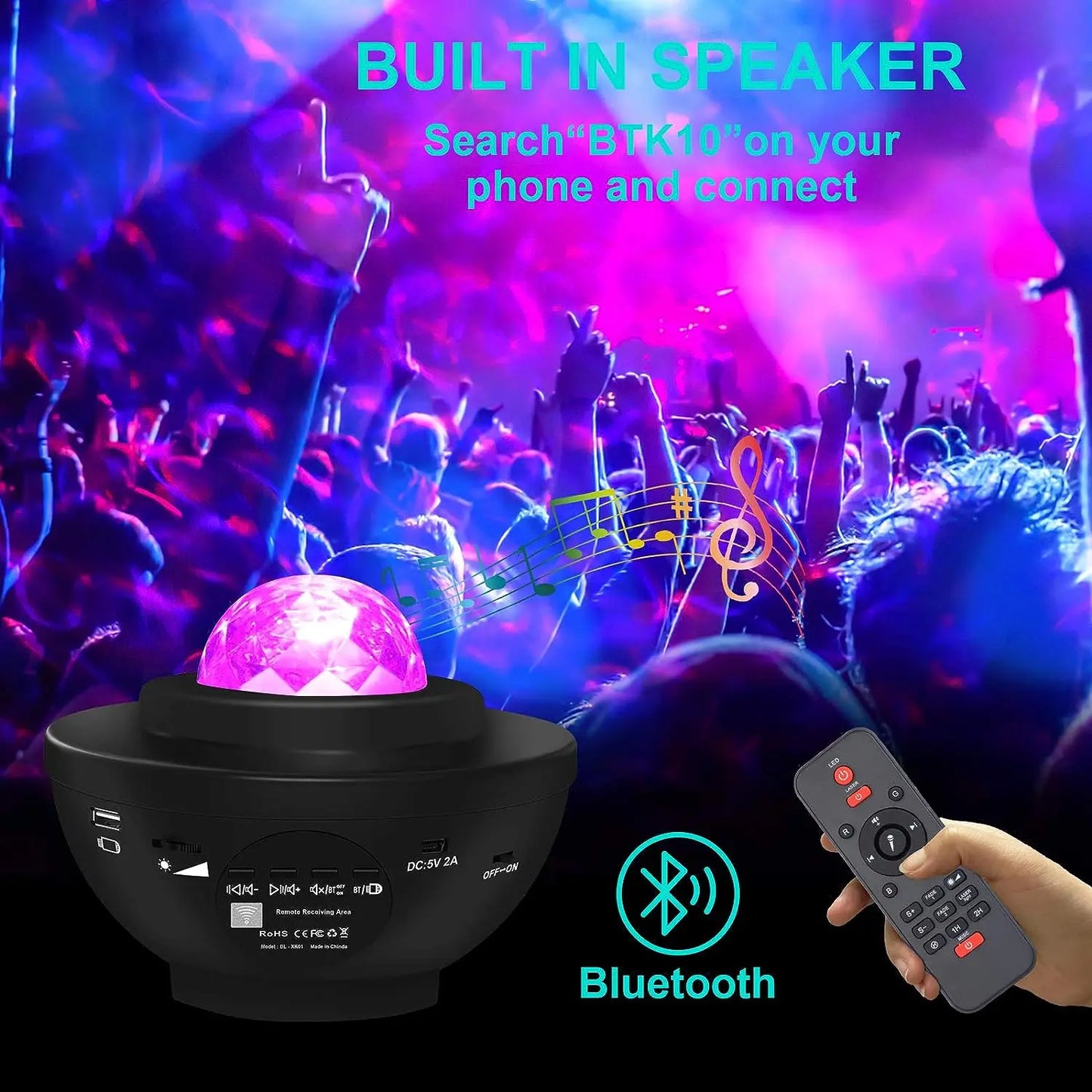 Colorful Starry Projector Galaxy Night Light Child Bluetooth USB Music Player Star NightLight