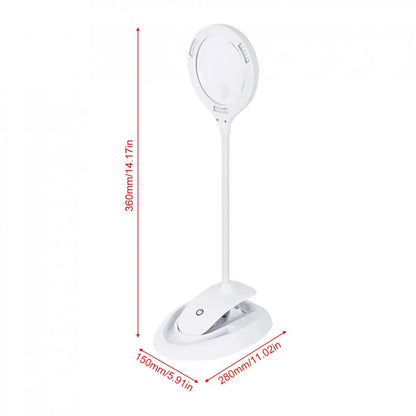 10X Adjustable Chargeable Desktop Clip Magnifier with Three speed LED Lights