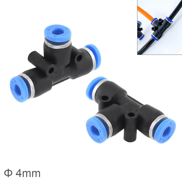 2pcs 4mm T Shaped APE Plastic Three-way Pneumatic Quick Connector Pneumatic Insertion Air Tube