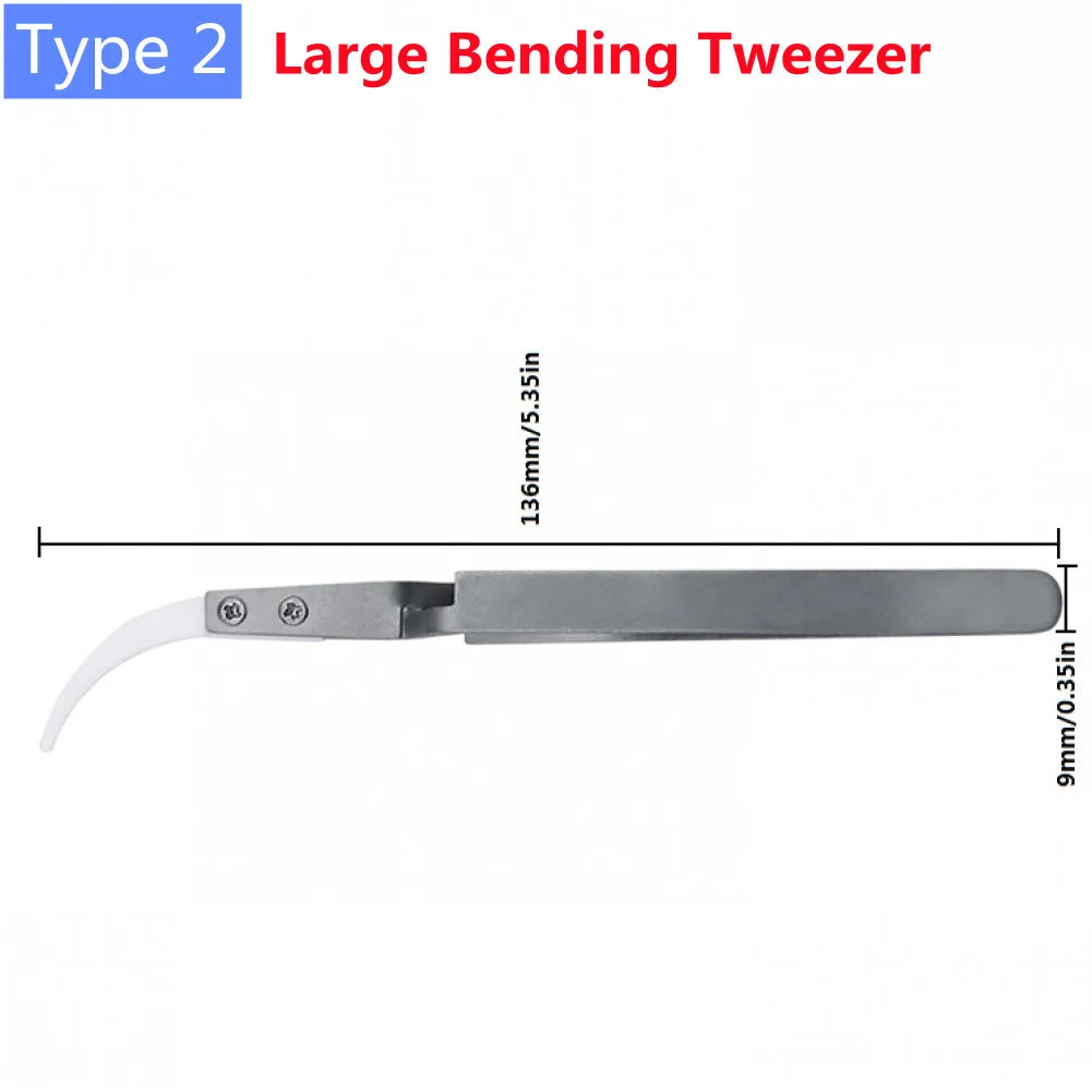Stainless Steel Straight Point Tweezer Precision Bend Tip Heat Resistant Non Conductive Tweezers