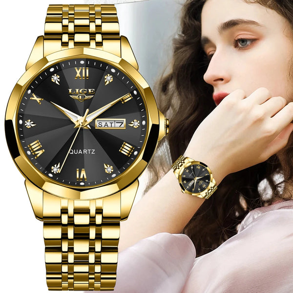 Reloj de moda para mujer, marca superior, relojes creativos de pulsera de acero para mujer