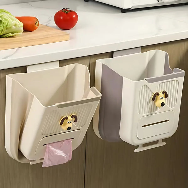 Kitchen Wall Mounted Folding Trash Can Home Cabinet Hanging Storage Trash Can