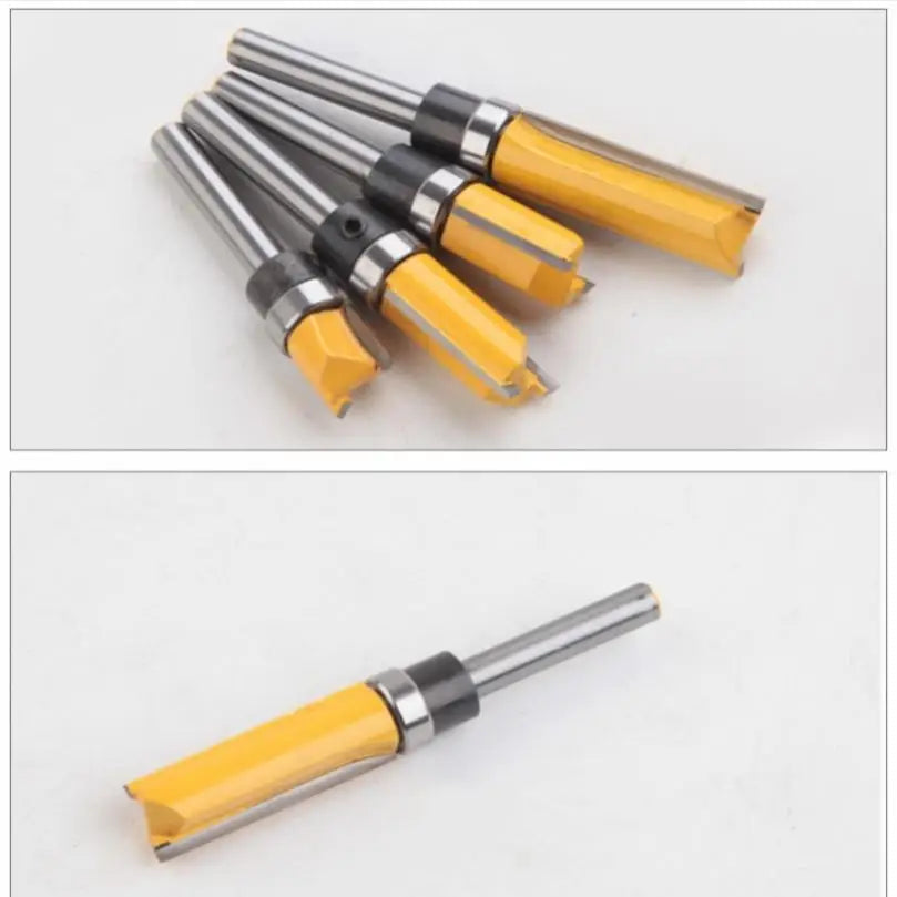4pcs 1/4 Inch Shank Lengthened Trimming Cutter Straight Wood Milling Cutters Carpenter