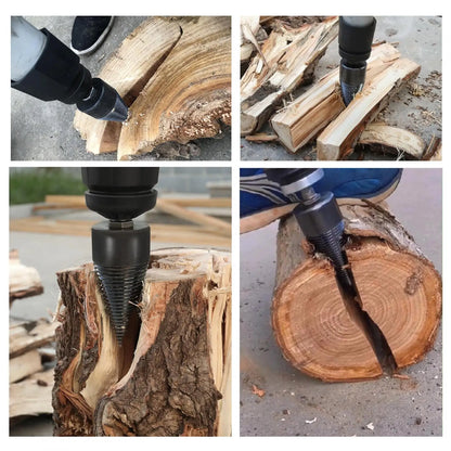 Firewood Log Splitter 3pcs Drill Bit Removable Cones Wood Splitting Logs Bit
