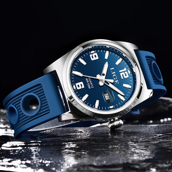 Relojes de lujo para hombre, de silicona, deportivos, de negocios, resistentes al agua, de cuarzo, cronógrafo.
