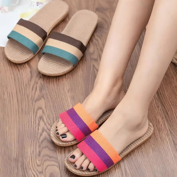 Summer Linen Women'S Slippers Flat Sandals