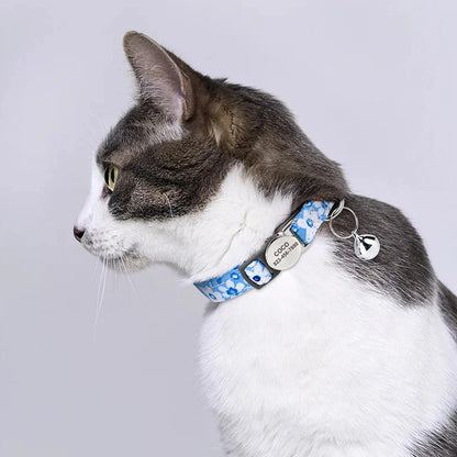 Personalized Cat Dog Collar With Bell Pet Accessories Custome Small Dogs Cats Necklace