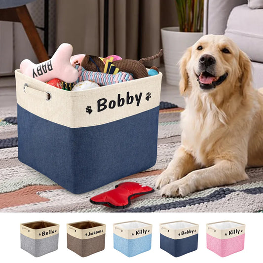 Personalized Dog Toy Storage Bins Pet Toy Dog Accessories Storage Bin Organizer Storage Basket