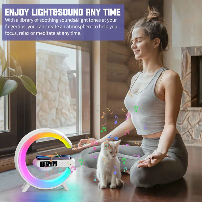 Multifunction Wireless Charger Pad Stand Speaker TF RGB Night Light