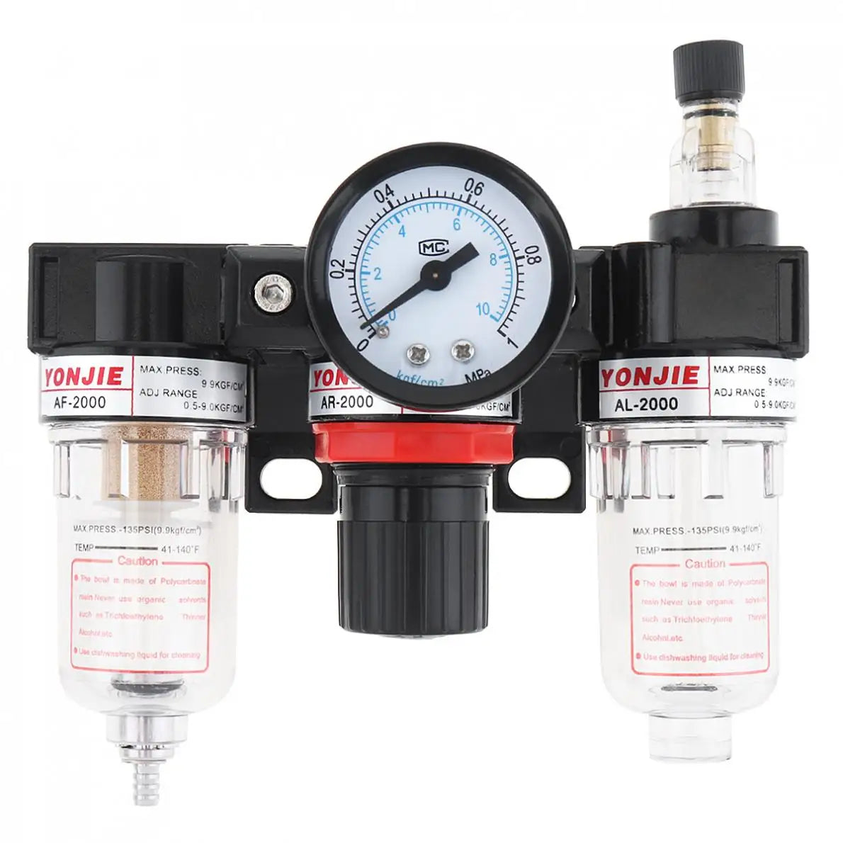Air Compressor 0-1.0mpa Adjustable Three Union Oil Water Separator Regulator PT1/4(mm) Caliber