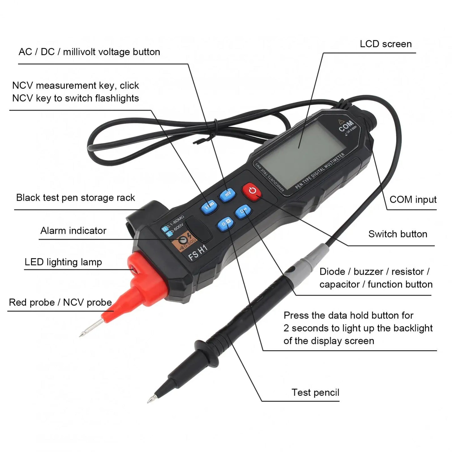 Mini Digital Multimeter Smart LCD Voltage Detector Tester
