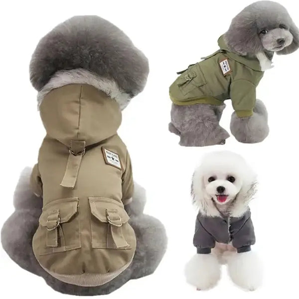 Winter Warm Dog Hoodie Pet Furry Jacket Puppy Cotton Clothes for Small Medium Dogs Coat