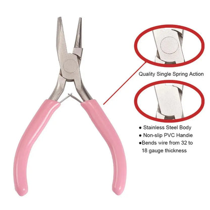 1 Pc 5 Inch Pink Mini Concave and Round Nose Pliers