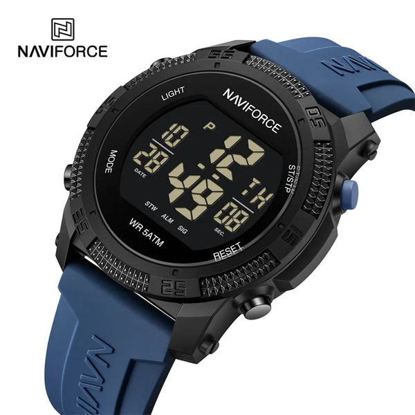 Men's Electronic Watch Fashion 5ATM Waterproof Silicone Strap Calendar Male LCD Digital Wristwatch