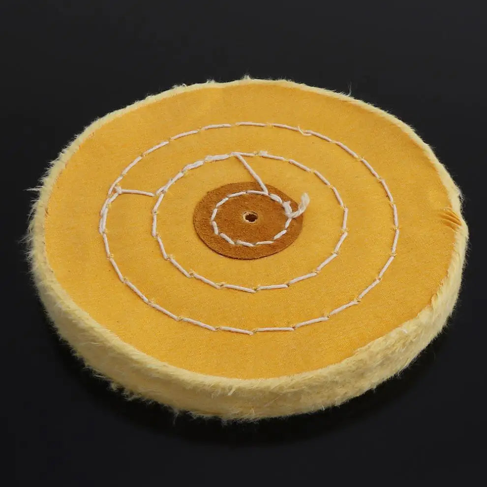 5 Inch T-shaped Yellow Cotton Cloth Polishing Wheel Flannel Mirror Polishing Buffer Cotton Pad 5mm Hole