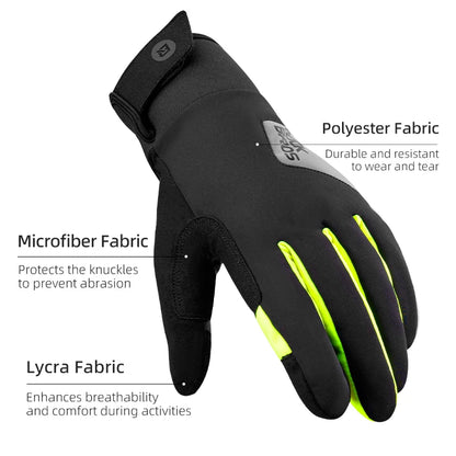Full Finger Touch Screen PU Leather Non Slip Shock-Absorbing Padding Warm Gloves