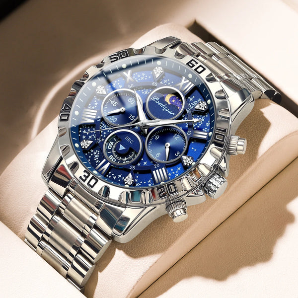 Reloj de pulsera de lujo para hombre, resistente al agua, luminoso, cronógrafo, de cuarzo.