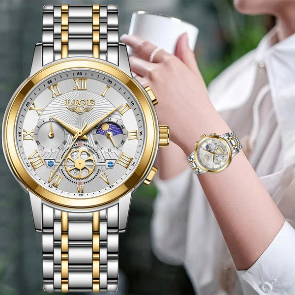 Reloj de lujo para mujer, creativo, de acero, con pulsera.