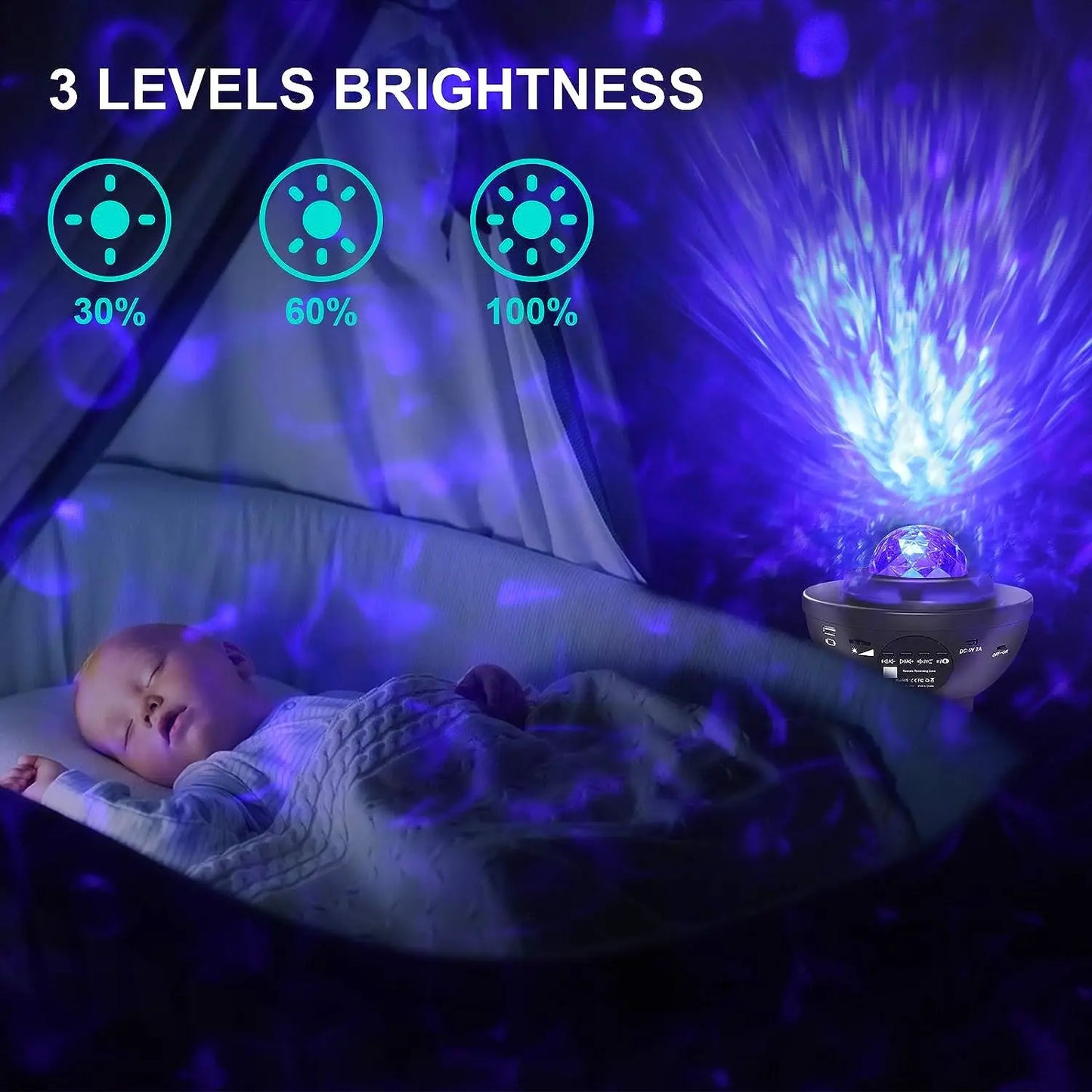 Colorful Starry Projector Galaxy Night Light Child Bluetooth USB Music Player Star NightLight