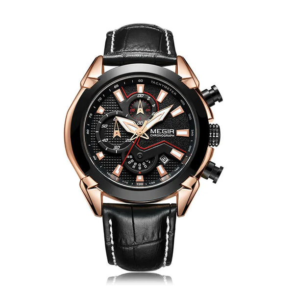 Men's Top  Quartz Watches Leather Chronograph Quartz Wristwatch