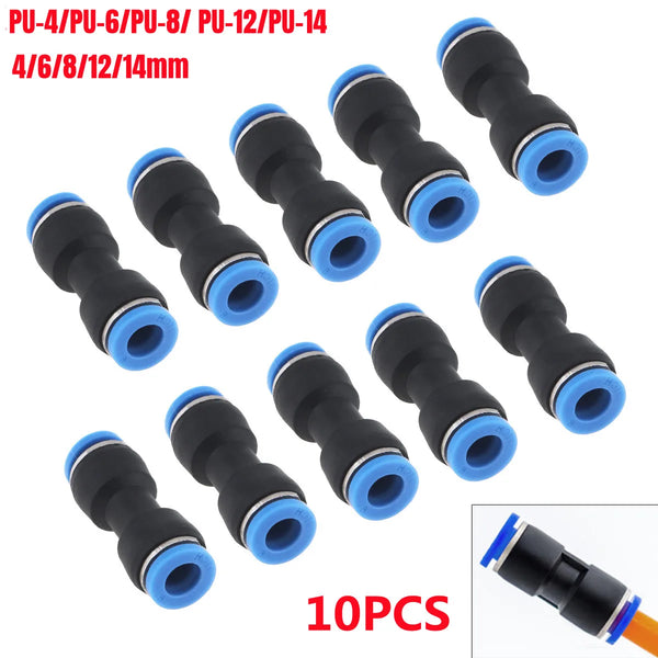 10PCS Pneumatic Fitting Pipe Connector Tube Air Quick Fittings Water Push In Hose Couping