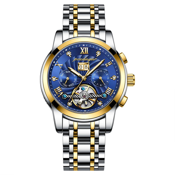 Relojes de lujo huecos de acero inoxidable impermeables para hombre