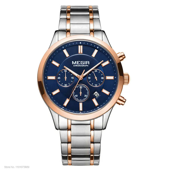 New Chronograph Quartz Watch Luxury Stainless Steel Wristwatch