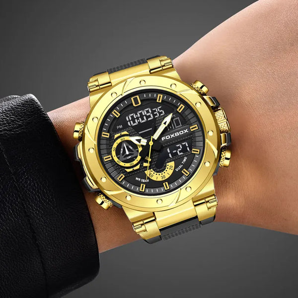 Relojes de lujo para hombre, reloj de pulsera deportivo militar resistente al agua hasta 5 ATM, reloj digital de cuarzo.