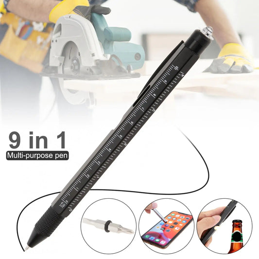 9 In 1 Multitool Ballpoint Pen Touch Screen Pen LED Light Stylus Ruler