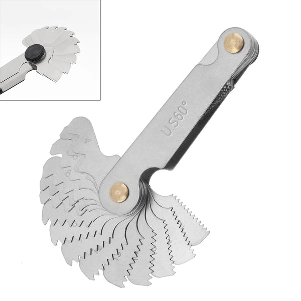 30pcs/set Stainless Steel US 60° Thread Gauge Screw Pitch Gauge with Blades Range 4-62
