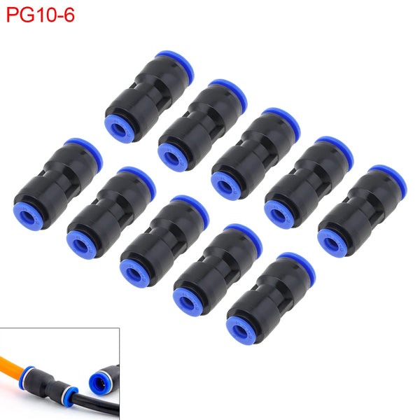 10PCS/lot 10MM 6MM PG10-6 Plastic Straight Through Quick Connector Pneumatic Insertion Air Tube fit