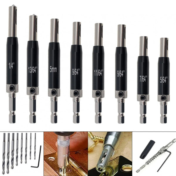 16pcs/set Hexagonal Hinge Drill Bit Set Self Centering Drill Bits