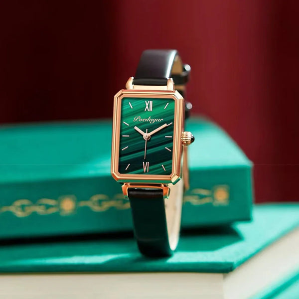 Women Watches Fashion Green Square Leather Quartz Watch