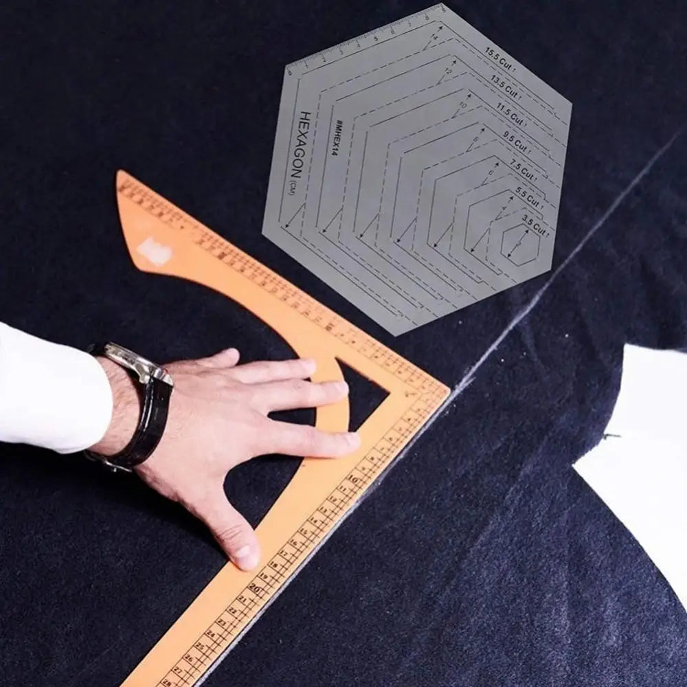 4pcs Sewing Ruler Set Hexagon Shape Equilateral Cutting Craft Ruler