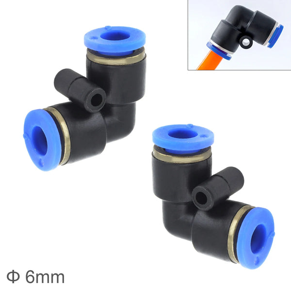 Air Connectors 2pcs 6mm L Shaped Elbow Plastic Two-way Pneumatic Quick Connector Pneumatic Air Tube