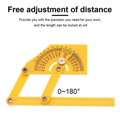 0-180 Degree Adjustable Plastic Protractor 4 in 1 T-bevel Angle Sloped   Angles Finder