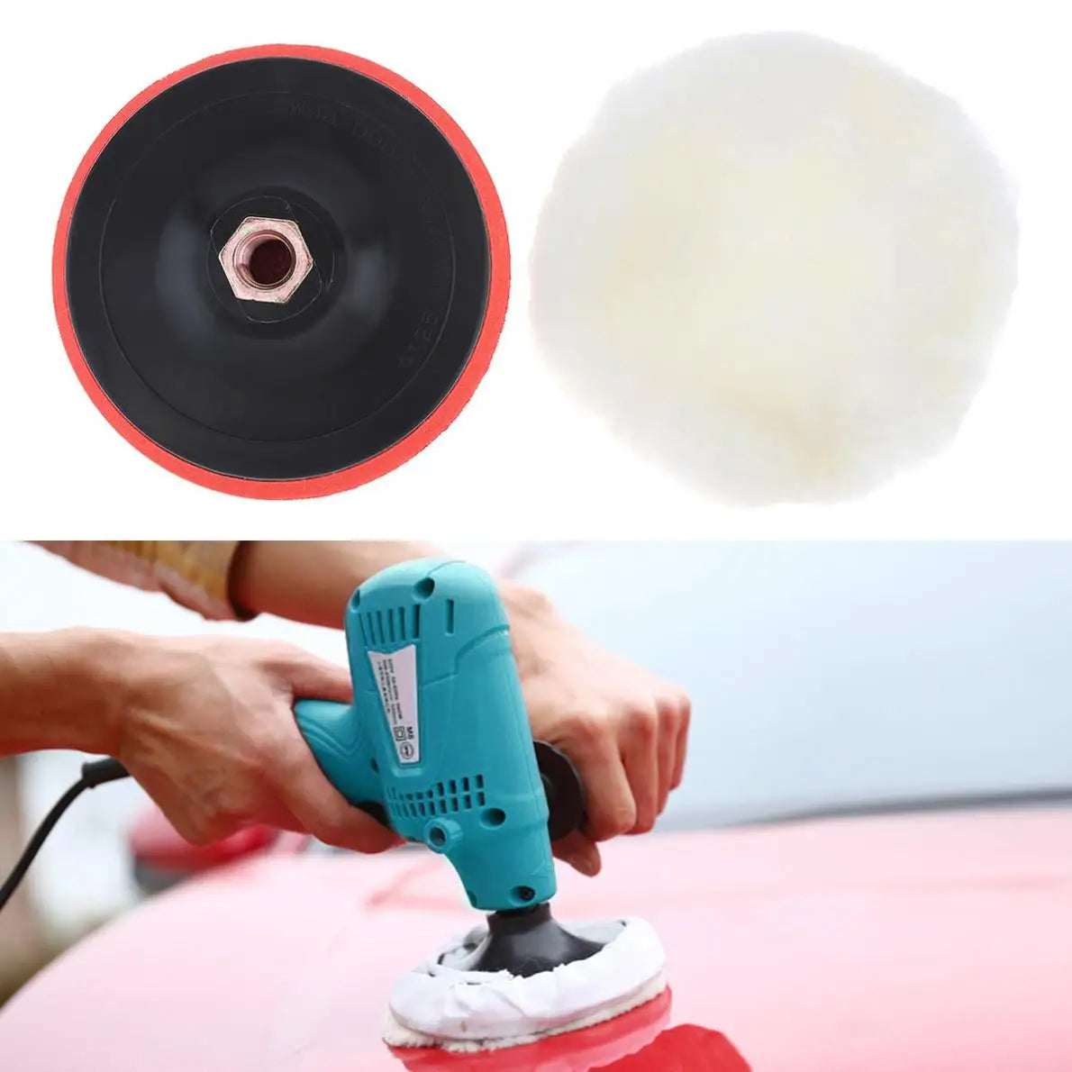 Electric Polishing Waxing Machine with 125mm Self-adhesive Polishing Disc Wool Disc