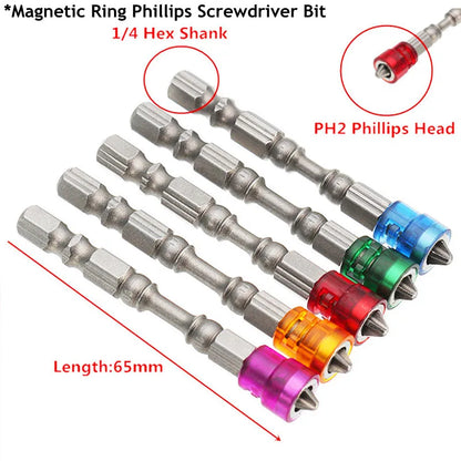 5Pcs PH2 Magnetic Ring Phillips Screwdriver Bit