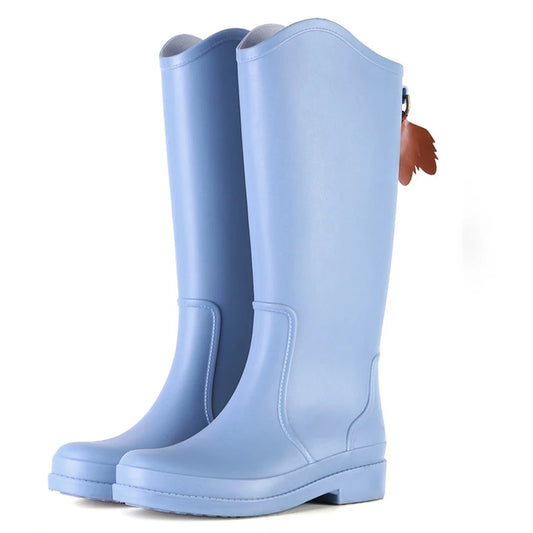 New Rubber Rainboots Women Rain Boots PVC Slip-on Rubber Boots For Women Shoes