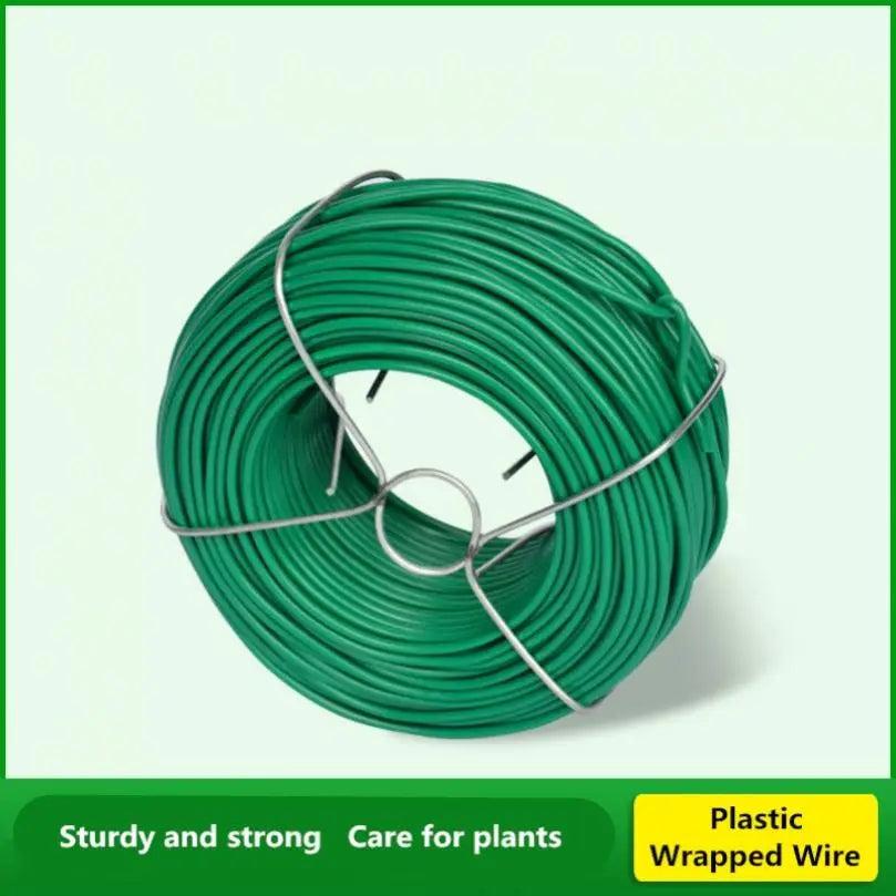 Plastic Coating Steel Wire Core Wrapping 25M/50M Green Round Tying Wire