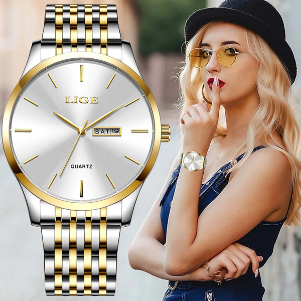 Nuevo reloj de oro para mujer Relojes para mujer Creativos de acero para mujer