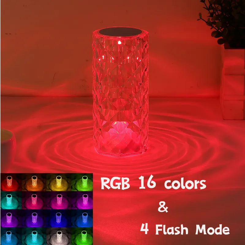 Crystal Table Lamp for Bedroom 16 Colors Touch/Remote Dimmable Night Light