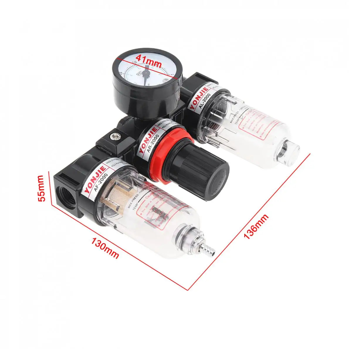 Air Compressor 0-1.0mpa Adjustable Three Union Oil Water Separator Regulator PT1/4(mm) Caliber